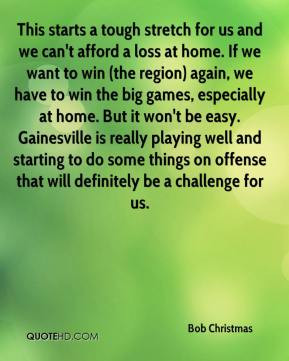 This starts a tough stretch for us and we can't afford a loss at home ...