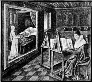 Fig . I. Interior of a library: from a MS. of a French translation of ...