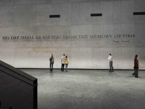 Between where the twin towers of the World Trade Center once stood, a ...