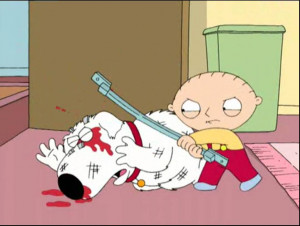 Stewie beats up Brian, Brian gets OWNED! l0l