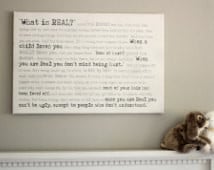 ... LARGE WORD Art favorite quote, Velveteen rabbit What is Real, 24X36