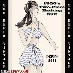 ... Bathing Suits, 5572 Instant, Depew 5572, Pattern 1950S, Bath Suits