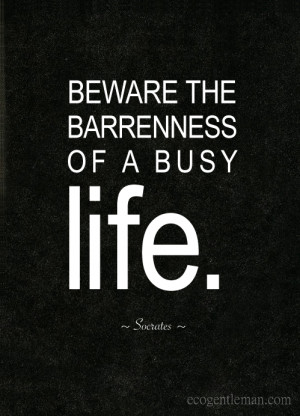 Quotes about life by Socrates- Beware the barrenness of a busy life ...