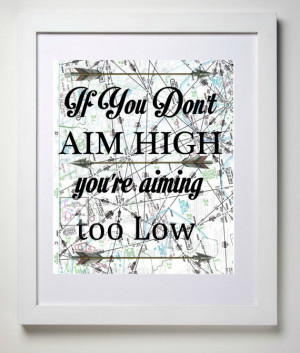 Aim High // Motivational Wall Decor Quote// Authentic Aviation Map ...