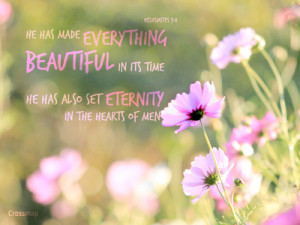 EternityHe has made everything beautiful in its time. He has also set ...
