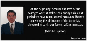 ... ultimatum of the terrorists threatening to kill our foreign affairs