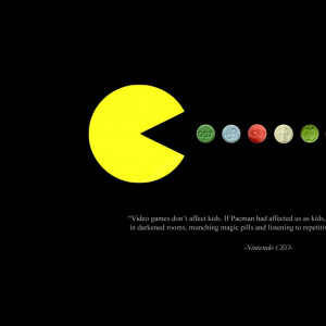 video games music drugs quotes pacman black background 1680x1050 ...