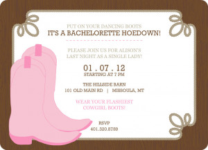 Pink Dancing Boots Bachelorette Party Invitation