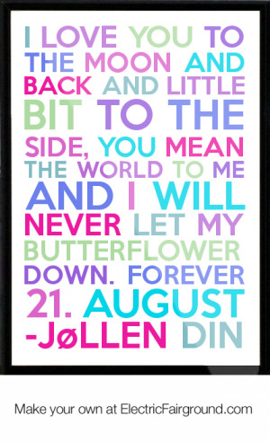 ... bit to the side, you mean the world to me and I will neve Framed Quote