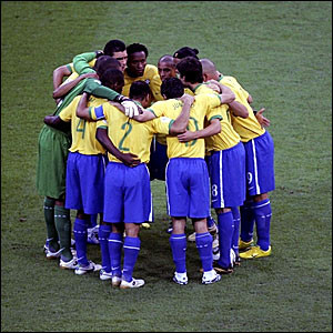 Brazil Players Huddle