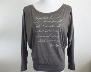 Jane Eyre Long Sleeve Literary Shir t- Charlotte Bronte Quote- Women's ...