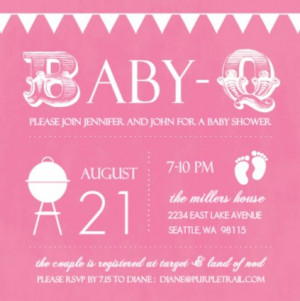 Pink baby shower invitation by PurpleTrail.