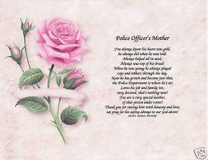 POLICE OFFICER MOM Poem Personalized Name Prayer Rose