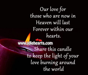 Our love for those who are now in Heaven will last Forever within our ...