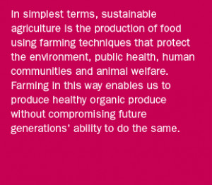 In simplest terms sustainable agriculture is the production of food
