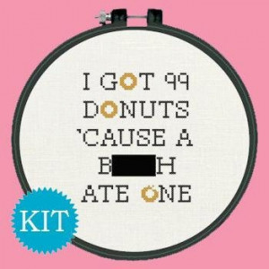 KIT Cross Stitch Funny Quote Donuts. $12.75, via Etsy.