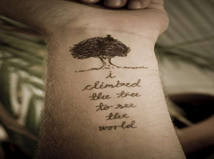 Tree Tattoo With Life Words Like A Metaphor Implying Struggles Of Life ...