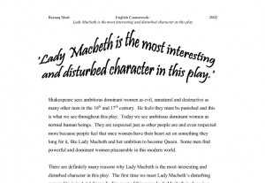 Lady Macbeth is the most interesting and disturbed character in this ...