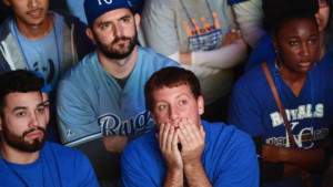Kansas City Royals fans react during baseball's World Series Game 7 ...