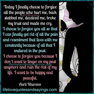 Today I Choose To Forgive All The People Who Hurt Me..