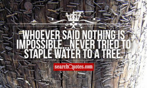 ... tried to staple water to a tree unknown quotes 389 up 105 down funny