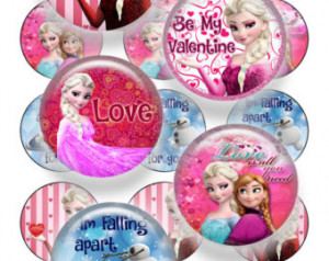 Frozen Valentines inspired Bottle C ap Image sheet- - 1