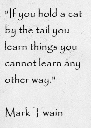 If you hold a cat by the tail you learn things you cannot learn any ...