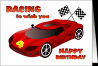 Happy 4th Birthday - Race Car card - Product #1089718