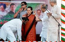 ... Sonia Gandhi’s blessings at an election meeting at I.Pangidi on