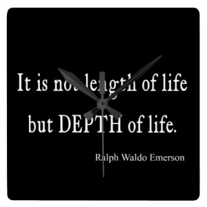 Vintage Emerson Inspirational Depth of Life Quote Square Wallclock