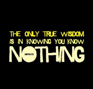 The only true wisdom is in knowing that you know nothing. -Socrates
