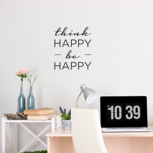 think happy be happy wall decal quote