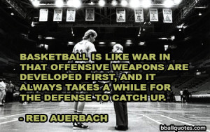 Basketball is like war in that offensive weapons are developed first ...