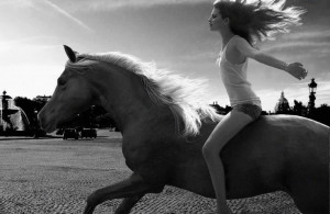 on a horseback it is a beautiful girl on a beautiful horse both having ...