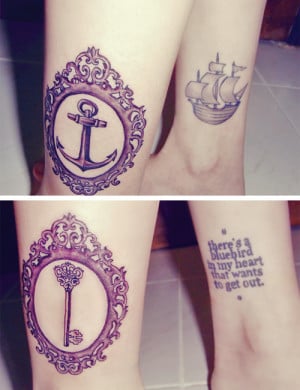 anchor, key, photography, quote, tattoo