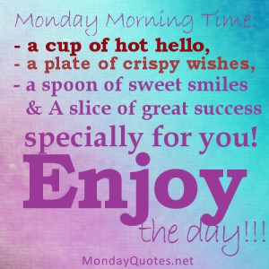 Monday Morning time, a cup of hot hello,