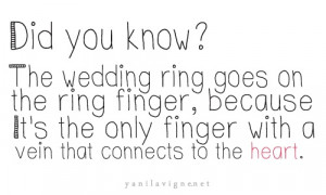 The wedding ring goes on the ring finger, because it's the only finger ...