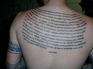 Good idea or bad? You decide. A very long quote tattoo
