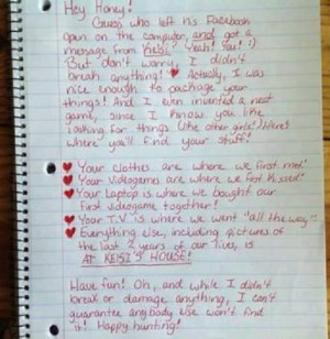 ... Funny Pictures // Tags: Funny letter to cheating boyfriend