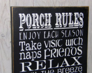 Porch Rules-Front Porch Sign-Painte d Wood Sign-Typography-Custom ...