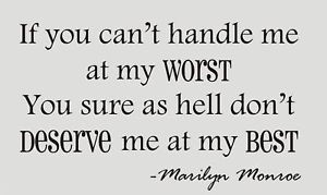 IF YOU CAN'T HANDLE ME Marilyn Monroe Wall Quote Decal