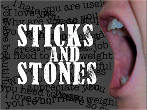 ... sticks and stones we learn from a very young age sticks and stones can