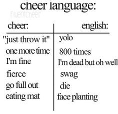 ... forgot people need a dictionary when I talk about cheerleading