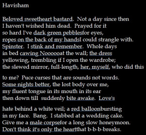 Poem by Carol Ann Duffy about Miss Havisham from 