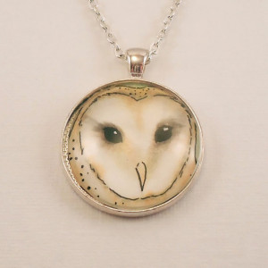 ... owl on a tiny canvas under glass made into a pendant these little owls