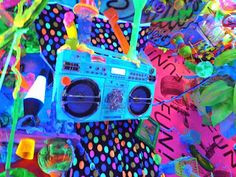 Kenny Scharf - Neon Boombox - Cosmic Cavern - Recycled trash, painted ...