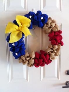 Large Burlap wreath Red White & Blue Military Support Military Decor ...