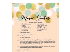 Movie Quote Quiz, Famous love quotes, movie game, Mint Coral Gold ...