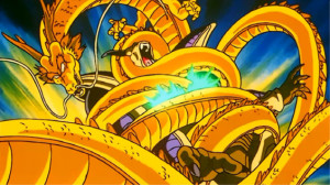 Goku en Super Saiyajin 3 Utilizando el Puño Dragón .