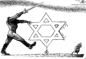 It did show this cartoon by Oliphant[2] where Israel is the Nazi;Hamas ...